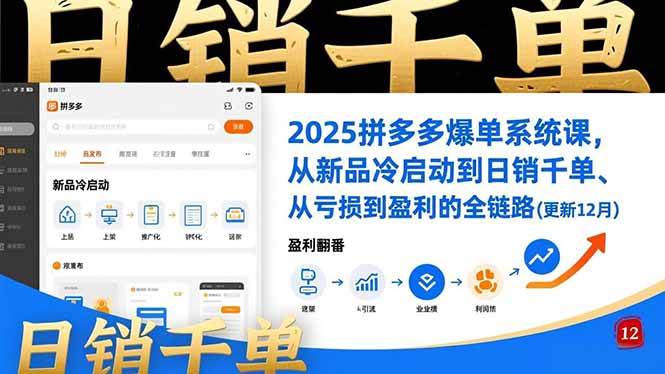 图片[1]-（16894期）2025拼多多爆单系统课，从新品冷启动到日销千单、从亏损到盈利的全链路（更新12月）-千猫网创