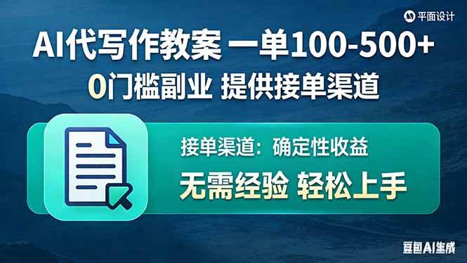 图片[1]-（17538期）AI代写作教案，一单100-500+，提供接单渠道，0门槛副业！-千猫网创