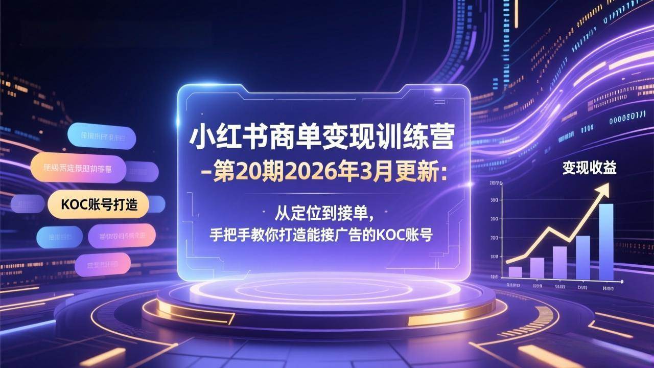 图片[1]-（17590期）小红书商单变现训练营-第20期26年3月更新：从定位到接单，手把手教你打造能接广告的KOC账号-千猫网创