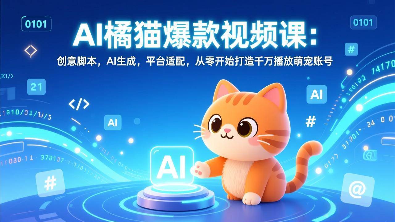 图片[1]-（17091期）AI橘猫爆款视频课：创意脚本，AI生成，平台适配，从零开始打造千万播放萌宠账号-千猫网创