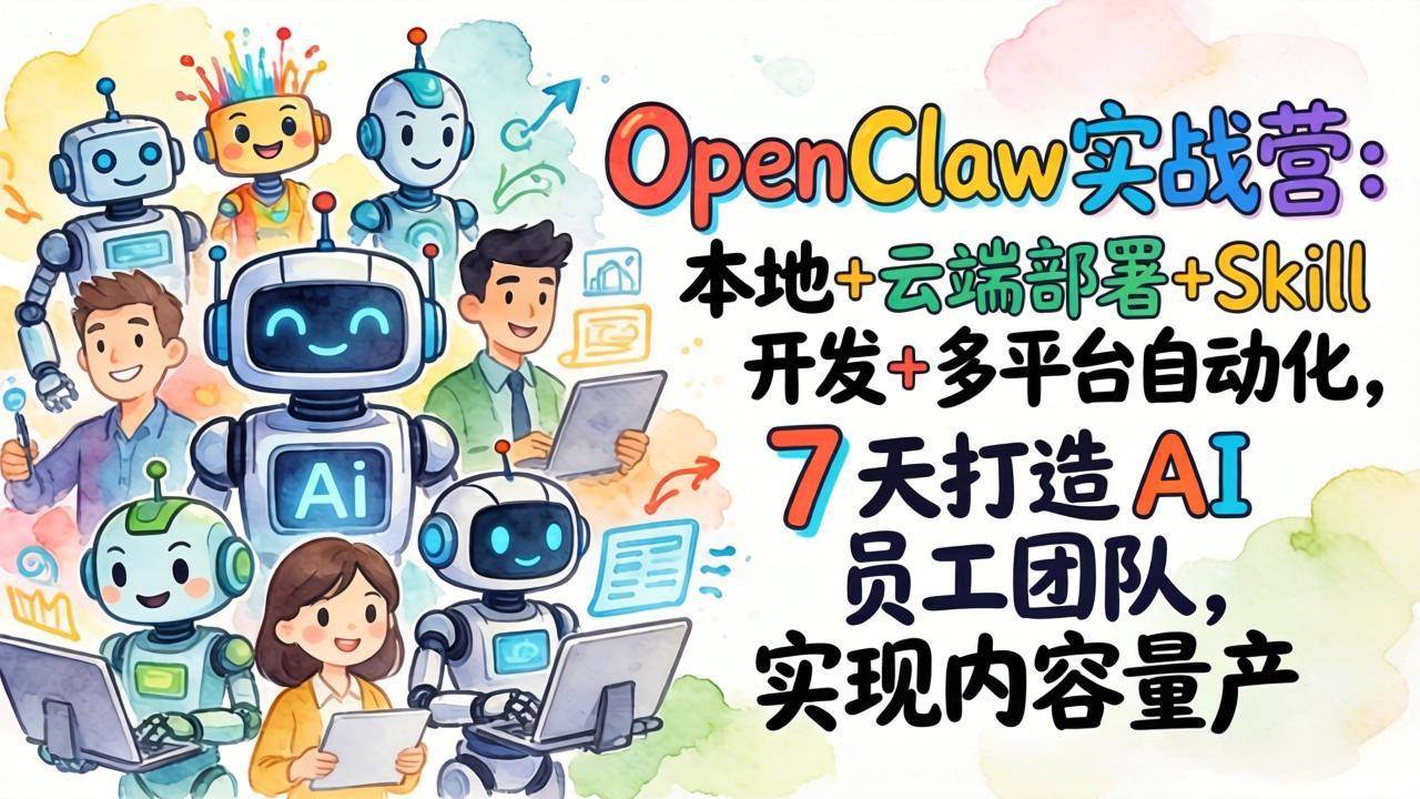 图片[1]-（17626期）OpenClaw实战营：本地+云端部署+Skill开发+多平台自动化，7 天打造 AI 员工团队，实现内容量产-千猫网创