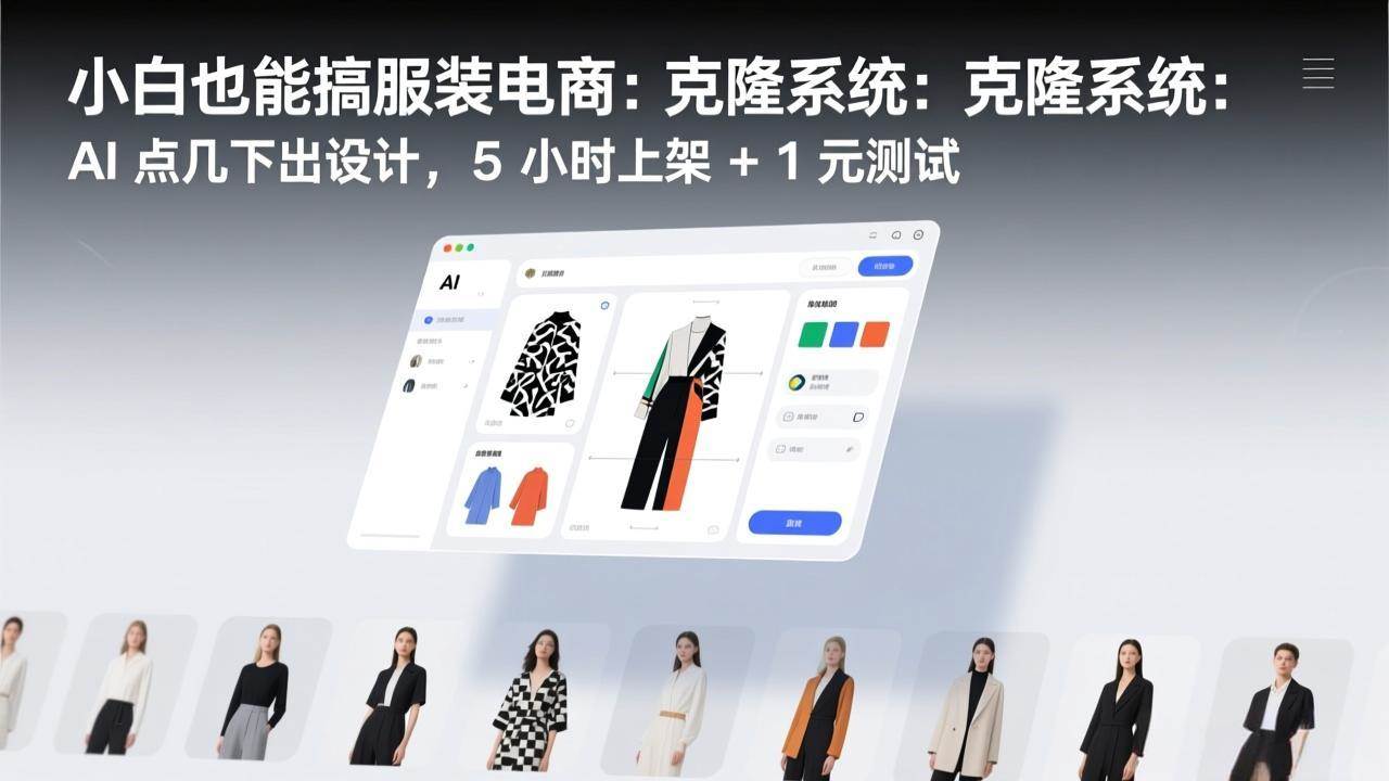 图片[1]-（17411期）小白也能搞服装电商：克隆系统：AI 点几下出设计，5 小时上架 + 1 元测试-千猫网创