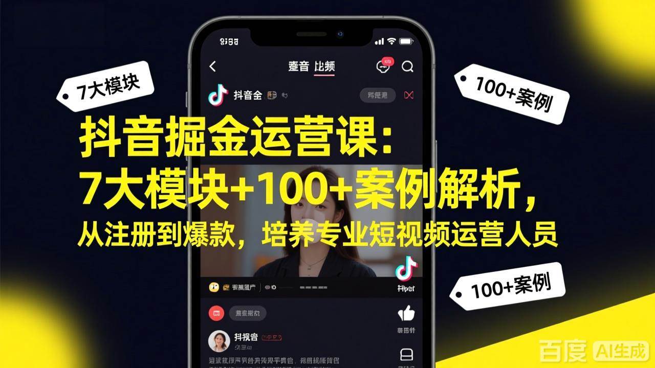 图片[1]-（17573期）抖音掘金运营课：7大模块+100+案例解析，从注册到爆款，培养专业短视频运营人员-千猫网创