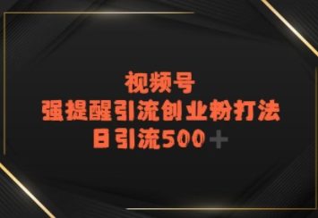 视频号强提醒引流，日引流500+精准创业粉？-千猫网创