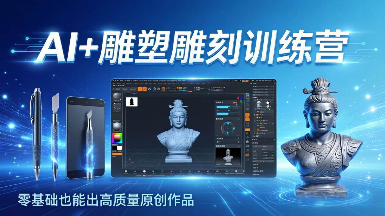 (17651期)AI+雕塑雕刻训练营:从AI创作、大模型训练到3D雕刻 + 渲染,零基础也能出高质量原创作品 (17651期)AI+雕塑雕刻训练营:从AI创作、大模型训练到3D雕刻 + 渲染,零基础也能出高质量原创作品