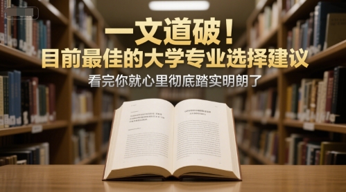 付费文章：一文道破！目前最佳的大学专业选择建议，看完你就心里彻底踏实明朗了-千猫网创