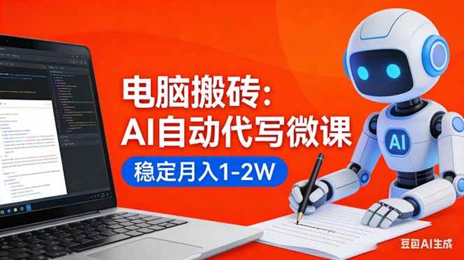 图片[1]-（17582期）电脑搬砖：AI自动代写微课，稳定月入1-2W，提供接单渠道，0门槛小白可做！-千猫网创