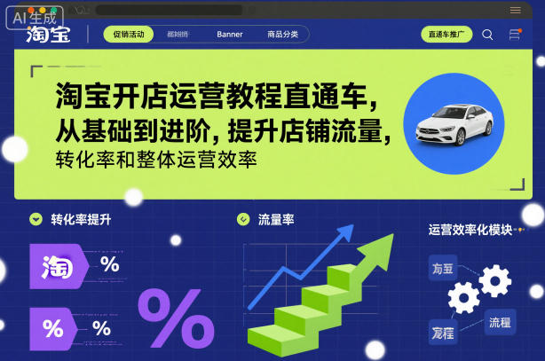 淘宝开店运营教程直通车，从基础到进阶，提升店铺流量，转化率和整体运营效率（更新26年5月08日）