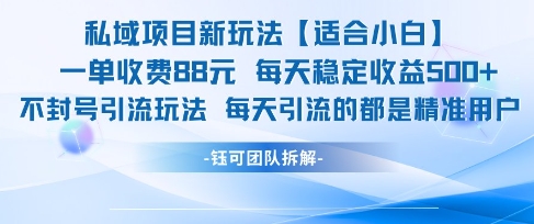 私域项目新玩法【适合小白】 一单收费88.每天稳定收益几张-千猫网创