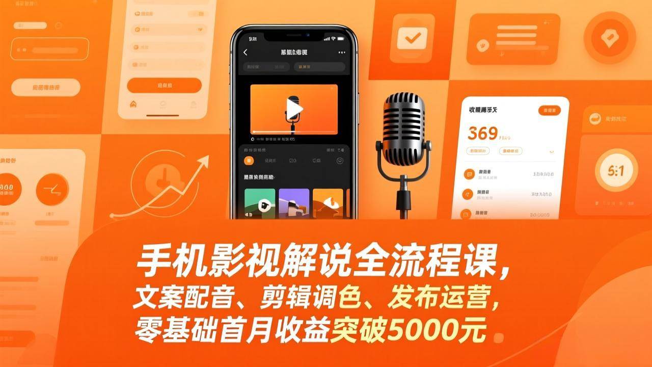图片[1]-（17391期）手机影视解说全流程课，文案配音、剪辑调色、发布运营，零基础首月收益突破5000元-千猫网创