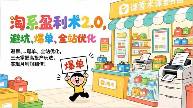 图片[1]-（17127期）淘系盈利术2.0，避坑、爆单、全站优化，三天掌握高投产玩法，实现月利润翻倍！-千猫网创