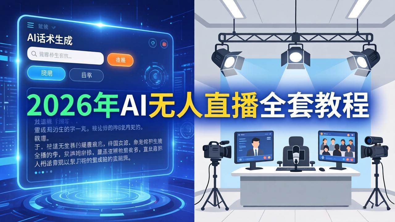 (17953期)2026年AI无人直播全套教程:OBS安装+软件配置+直播间搭建+话术生成+一键开播实操 (17953期)2026年AI无人直播全套教程:OBS安装+软件配置+直播间搭建+话术生成+一键开播实操