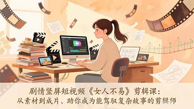 图片[1]-（17305期）剧情竖屏短视频《女人不易》剪辑课：从素材到成片、助你成为能驾驭复杂故事的剪辑师-千猫网创