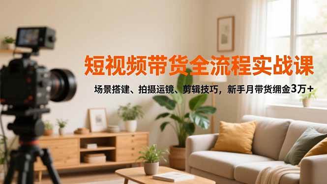 图片[1]-（16680期）短视频带货全流程实战课，场景搭建、拍摄运镜、剪辑技巧，新手月带货佣金3万+-千猫网创