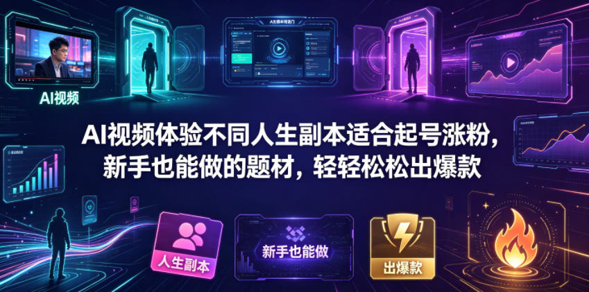 AI视频体验不同人生副本适合起号涨粉，新手也能做的题材，轻轻松松出爆款