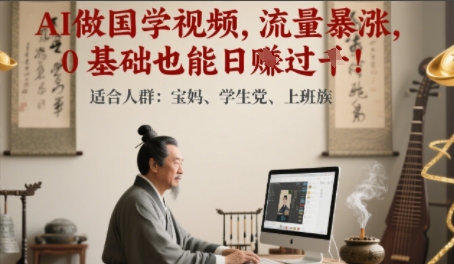 AI做国学视频，流量暴涨 ，0 基础也能日入多张-千猫网创