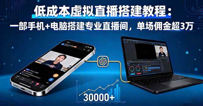 图片[1]-（16156期）低成本虚拟直播搭建教程：一部手机+电脑搭建专业直播间，单场佣金超3万-千猫网创