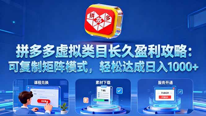 图片[1]-（16283期）拼多多虚拟类目长久盈利攻略：可复制矩阵模式，轻松达成日入 1000+-千猫网创