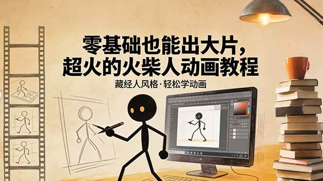 图片[1]-（17464期）零基础也能出大片，超火的火柴人动画教程（藏经人风格）-千猫网创