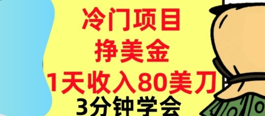 冷门项目挣美刀，0门槛，1天收入80刀，3分钟学会,这个方法要学会
