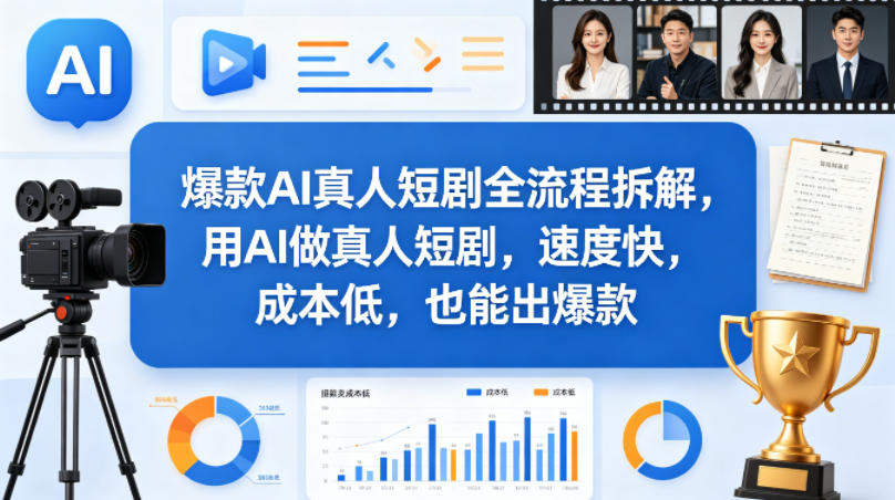 爆款AI真人短剧全流程拆解，用AI做真人短剧，速度快，成本低，也能出爆款