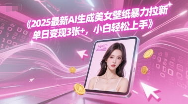 2025最新AI生成美女壁纸暴力拉新, 单日变现3张+,小白轻松上手-千猫网创