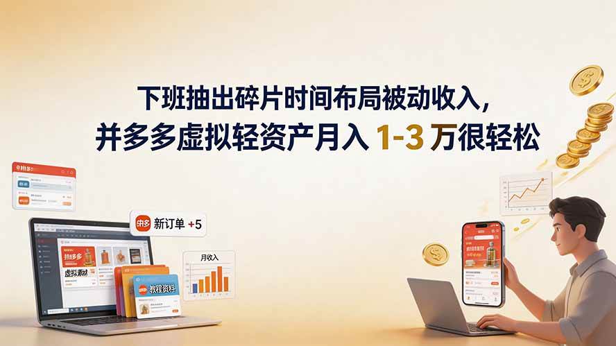 （19573期）下班抽出碎片时间布局被动收入，拼多多虚拟轻资产月入 1-3 万很轻松