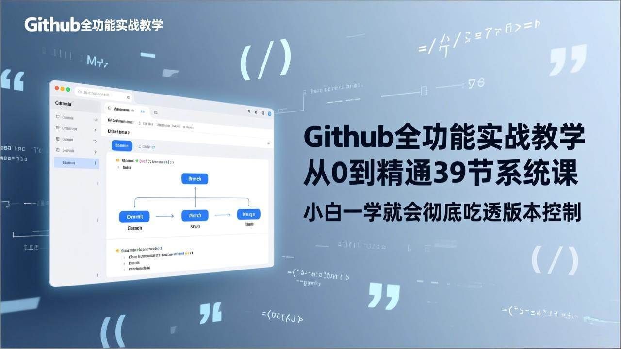 图片[1]-（17501期）GitHub-全功能实战教学，从0到精通39节系统课，小白一学就会彻底吃透版本控制-千猫网创
