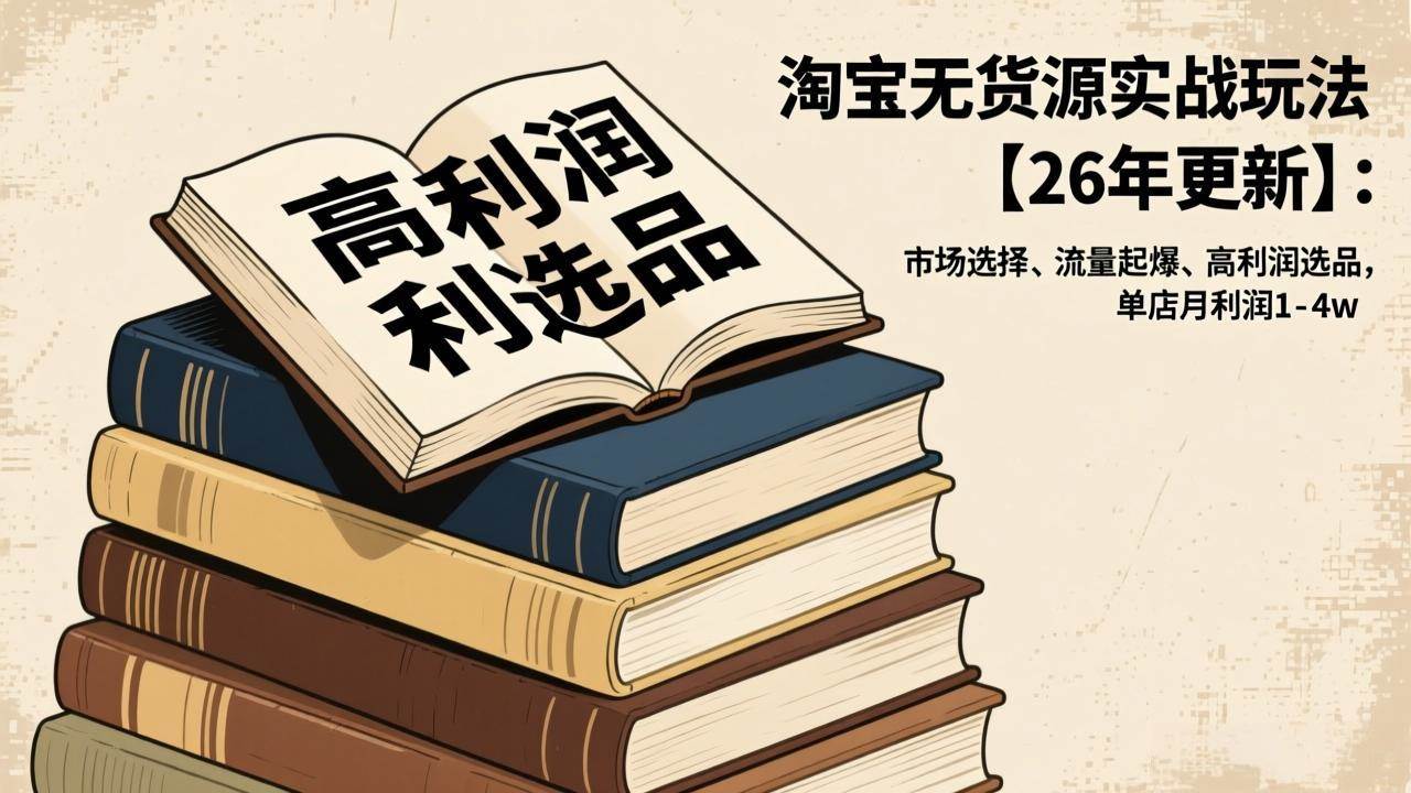 图片[1]-（17046期）淘宝无货源实战玩法【26年更新】：市场选择、流量起爆、高利润选品，单店月利润1-4w-千猫网创