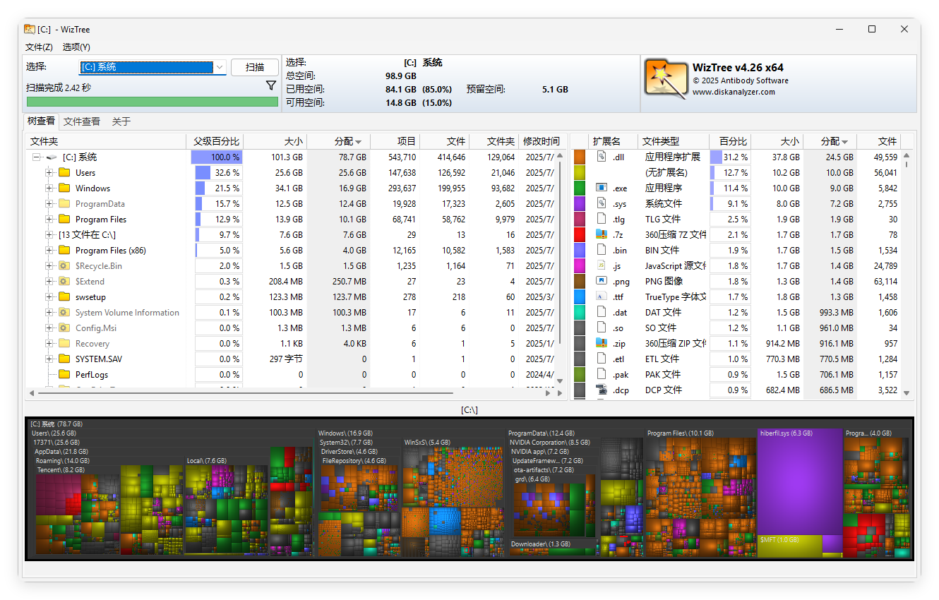 WizTree磁盘分析工具v4.2.8便携版-趣奇资源网-第4张图片